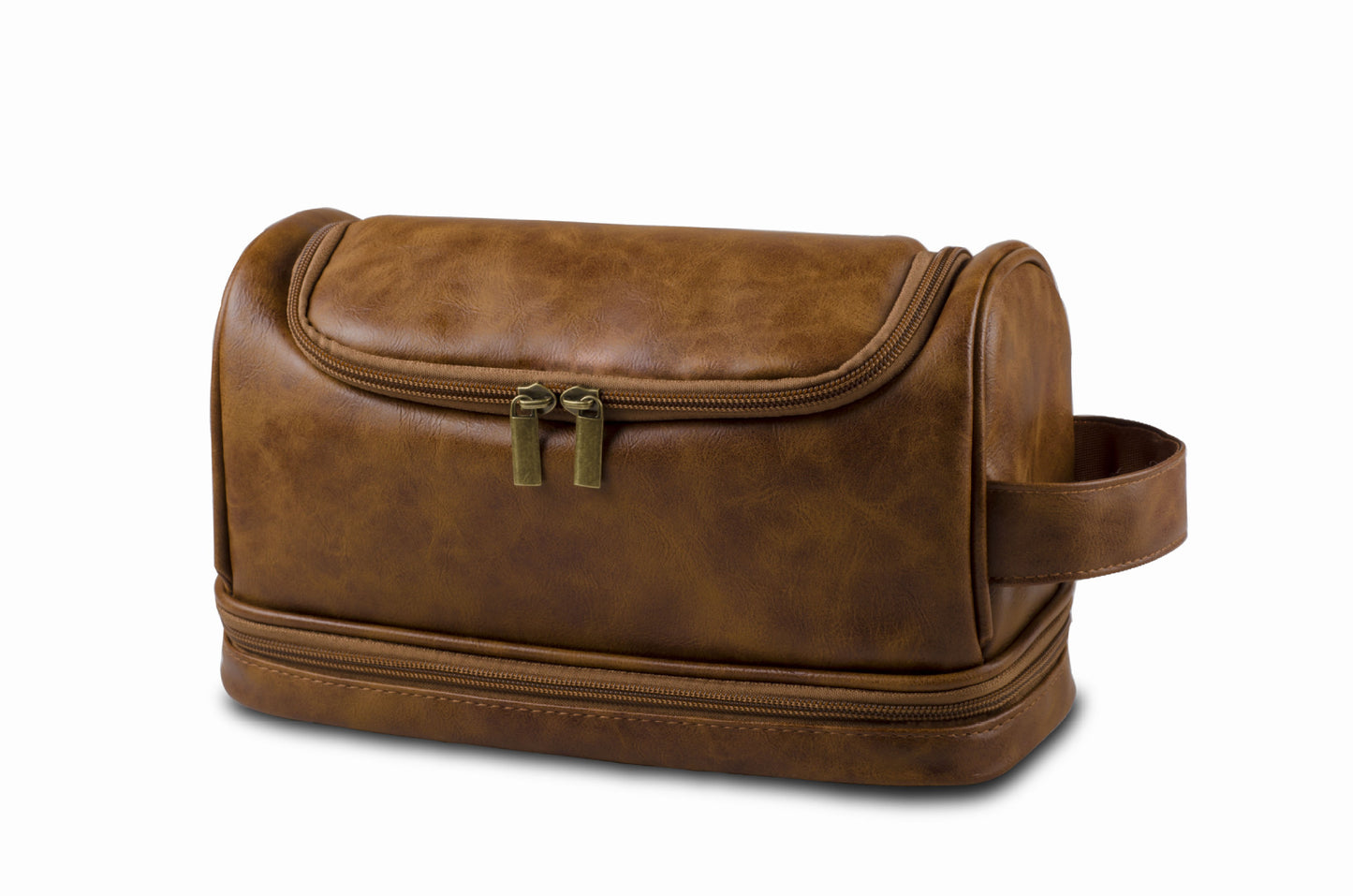 Men's Simplicity Leather Cosmetics Storage Convenient Neutral Wash With Hook Cosmetic Bags