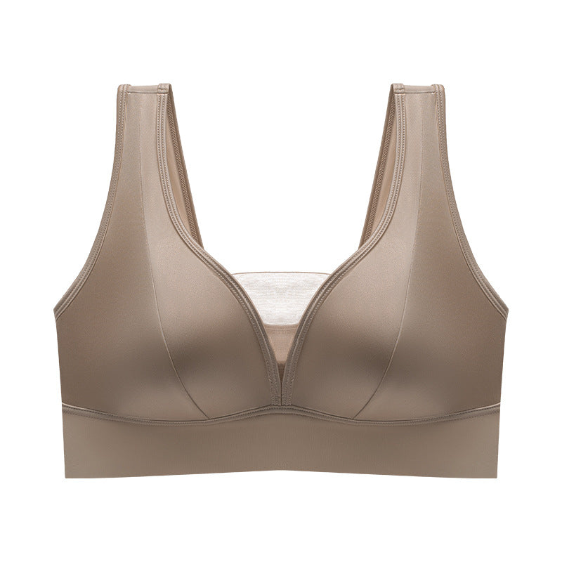 Women's Deep V Wide Shoulder Underwear One-piece Cup Bras
