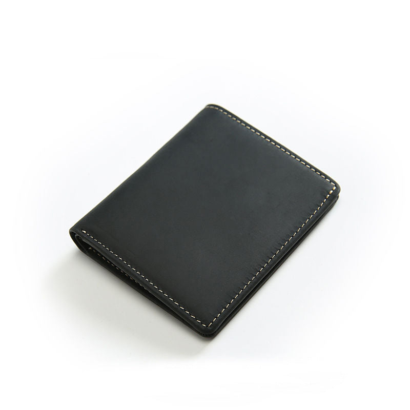 Men's Layer Cowhide Two Fold Simple Retro Genuine Leather Driving License Men's Wallet