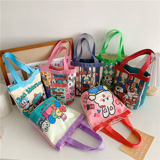 Cute Iti Printing Round Canvas Lunch Korean Style Handbags