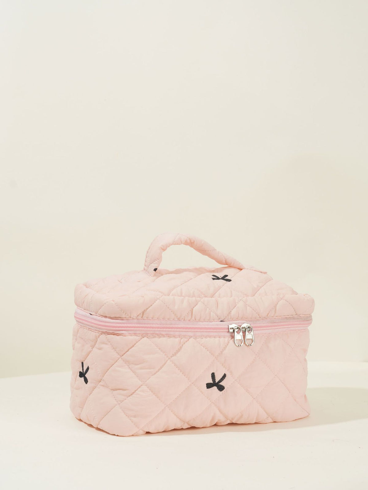 Embroidered Bow Large Capacity Suit Storage Makeup Bag