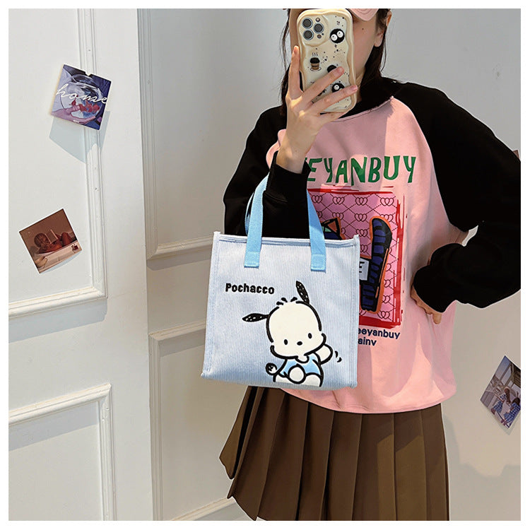 Women's Corduroy Cartoon Wash Portable Hand For Handbags