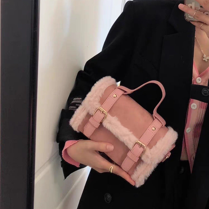 Lamb Wool Plush Large Capacity Portable Women's Messenger Bag