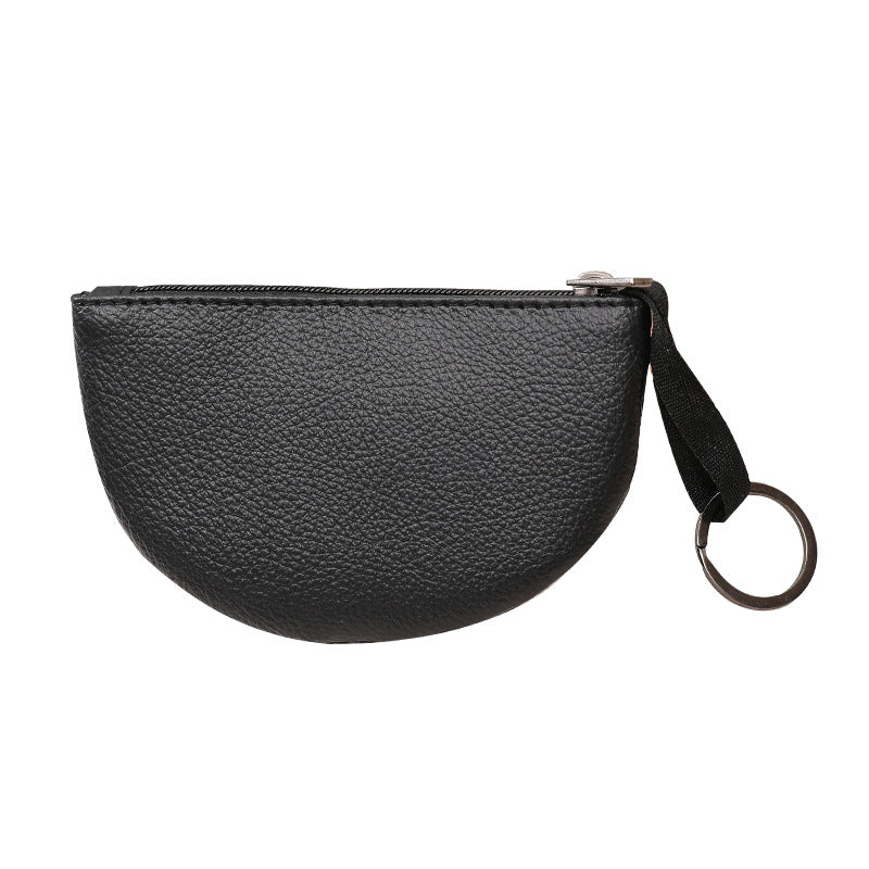 Lychee Pattern Solid Color Semicircle Soft Coin Purses