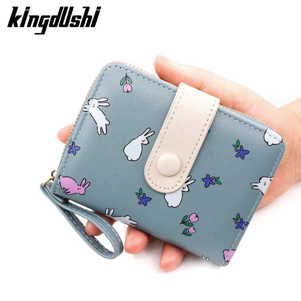 Women's Cute Rabbit Print Short Organ Hasp Document Ladies Wallet