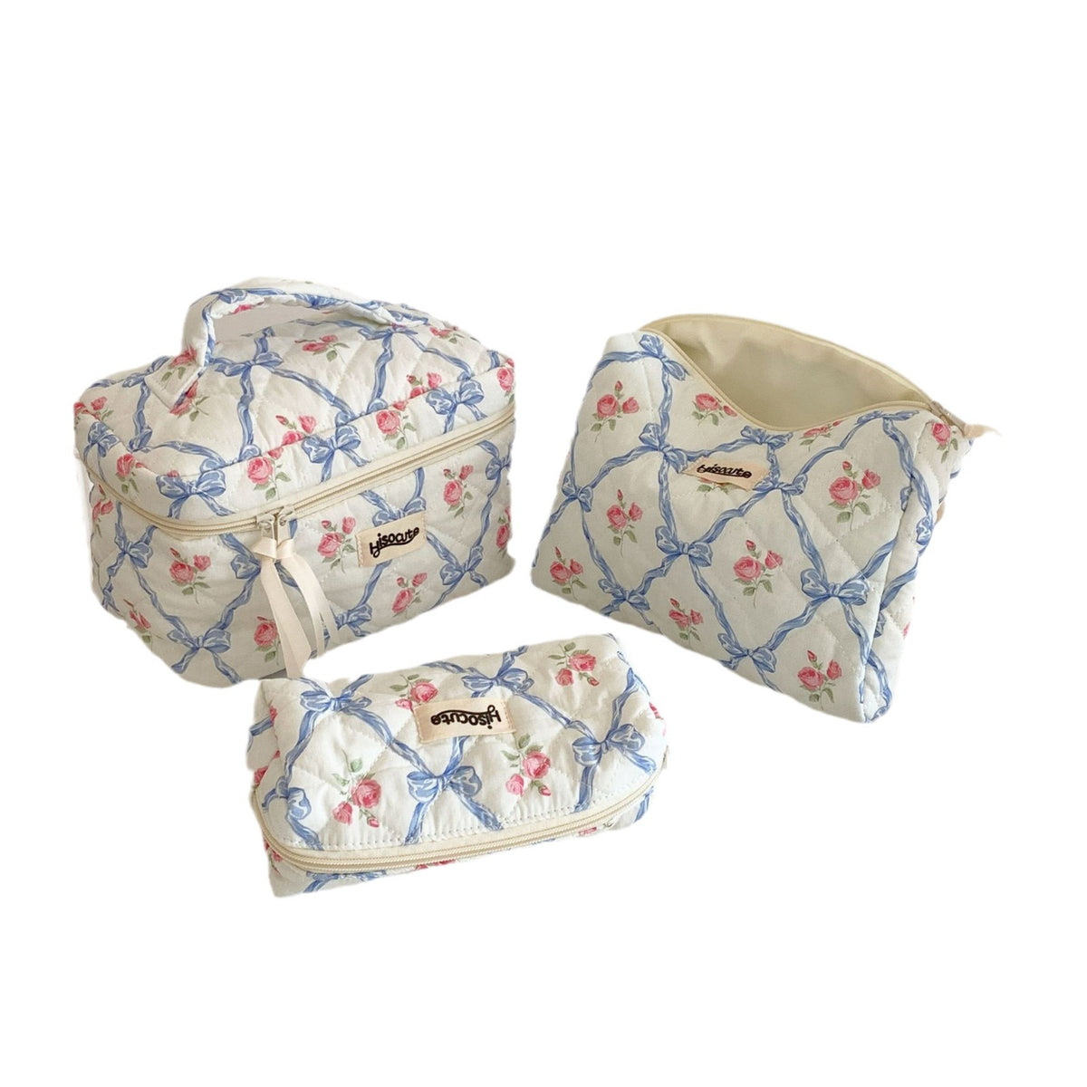 Good-looking Rose Portable Large Capacity Bow Skin Makeup Bag