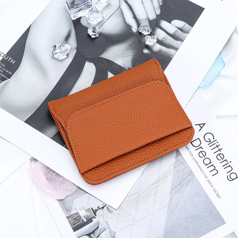 Women's Cowhide Style Short Big Litchi Pattern Ladies Wallet