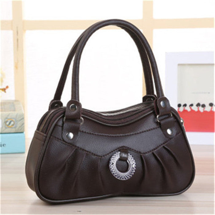 Women's Double Pocket Mom Shopping Leather Change Bags