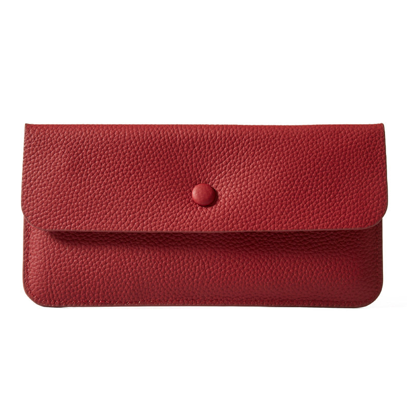 Women's Envelope Yellow Long Cowhide Clutch Leather Bags
