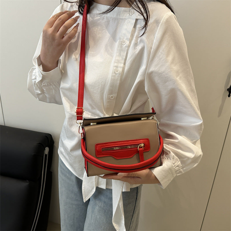 Daily Commuter Contrast Color Personality Zipper Early Summer Women's Shoulder Bag
