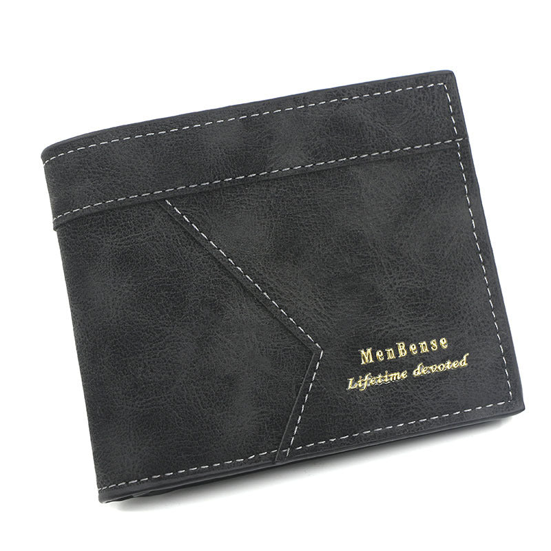 Men's Short Matte Leather Man's Large Capacity Men's Wallet