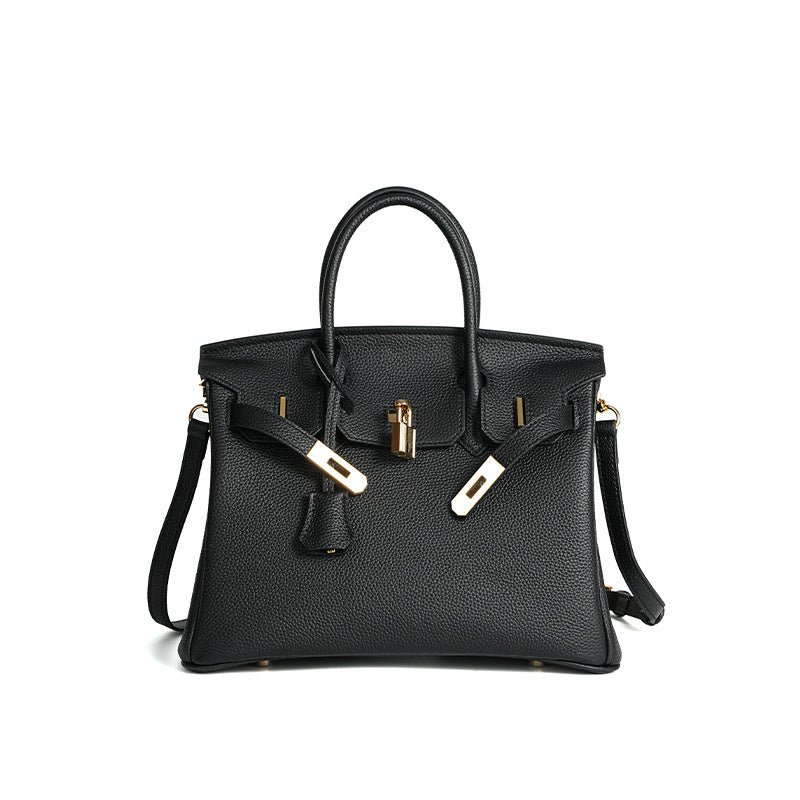 Women's Line First Layer Cowhide Handmade Litchi Grain Handbags