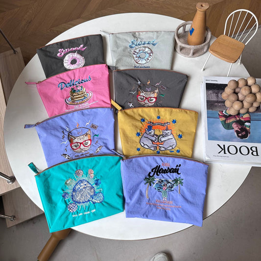 Round Embroidery Environmental Protection Storage Waterproof Cosmetic Bags