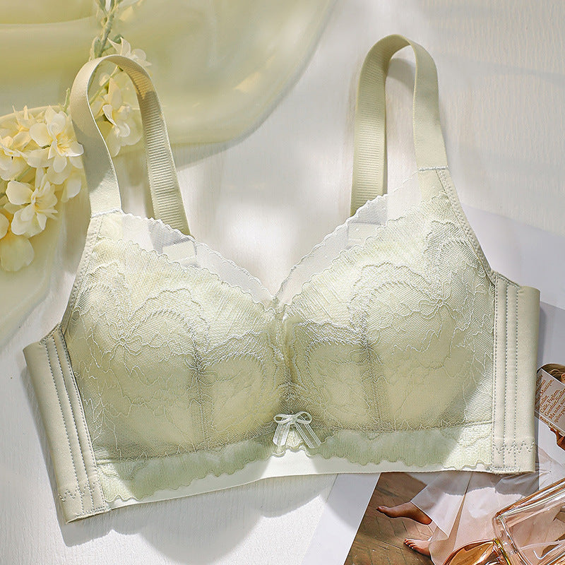 Women's Underwear Lightweight Breathable Paper Cup Lace Four Breasted Push Bras