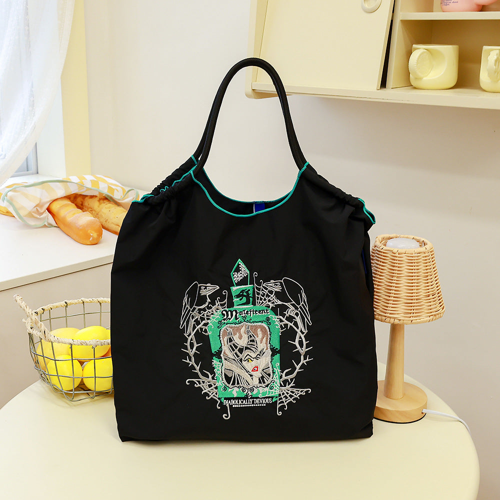 Women's Summer Needle Embroidery Nylon Large Capacity Shoulder Bags