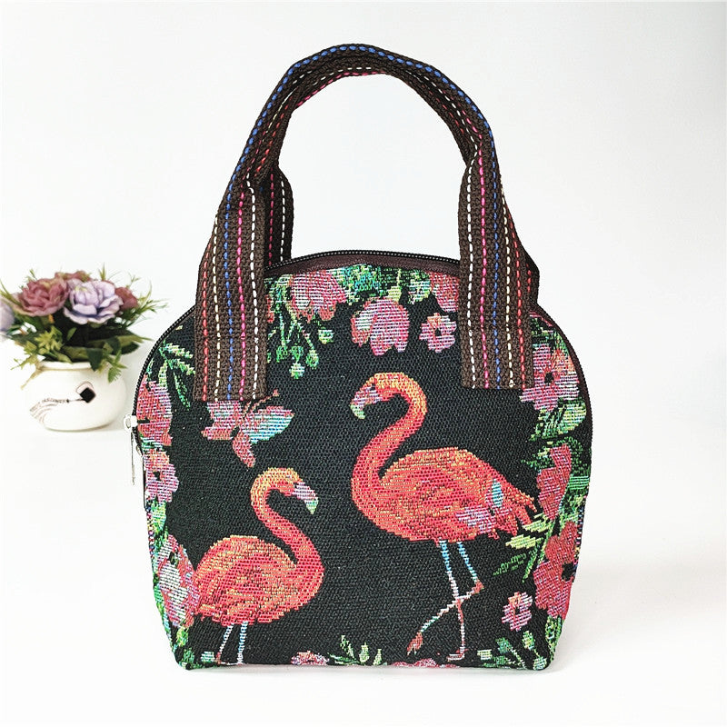 Canvas Embroidered Shell Shape Mobile Change Grocery Handbags