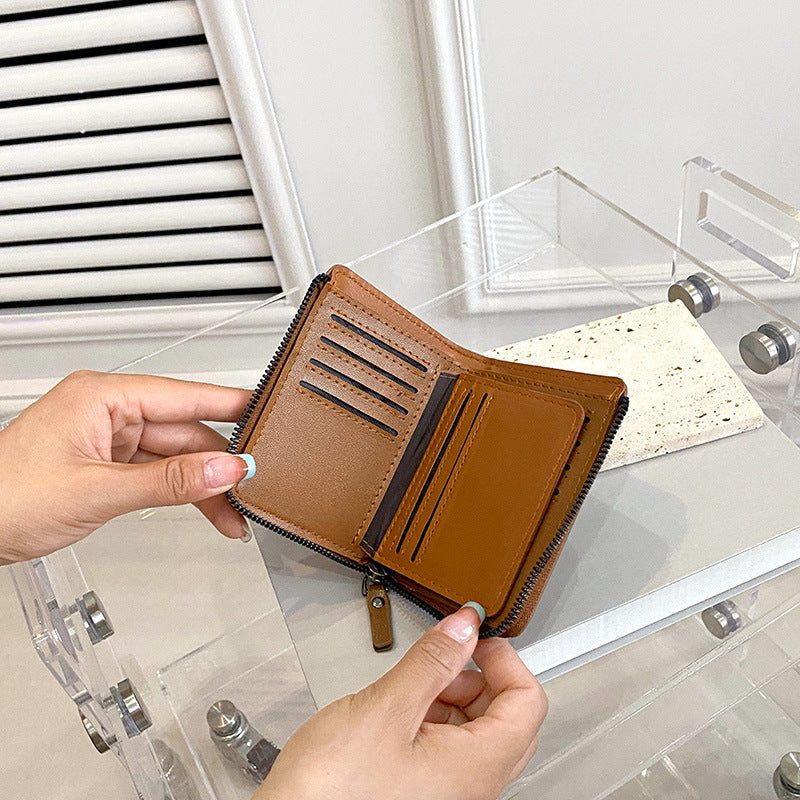 Men's Short Vintage Zipper Fashion Certificate Cash Men's Wallets