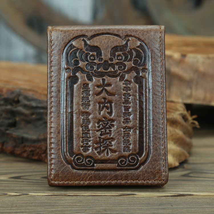 Vintage Distressed Oily First Layer Cowhide Card Holder