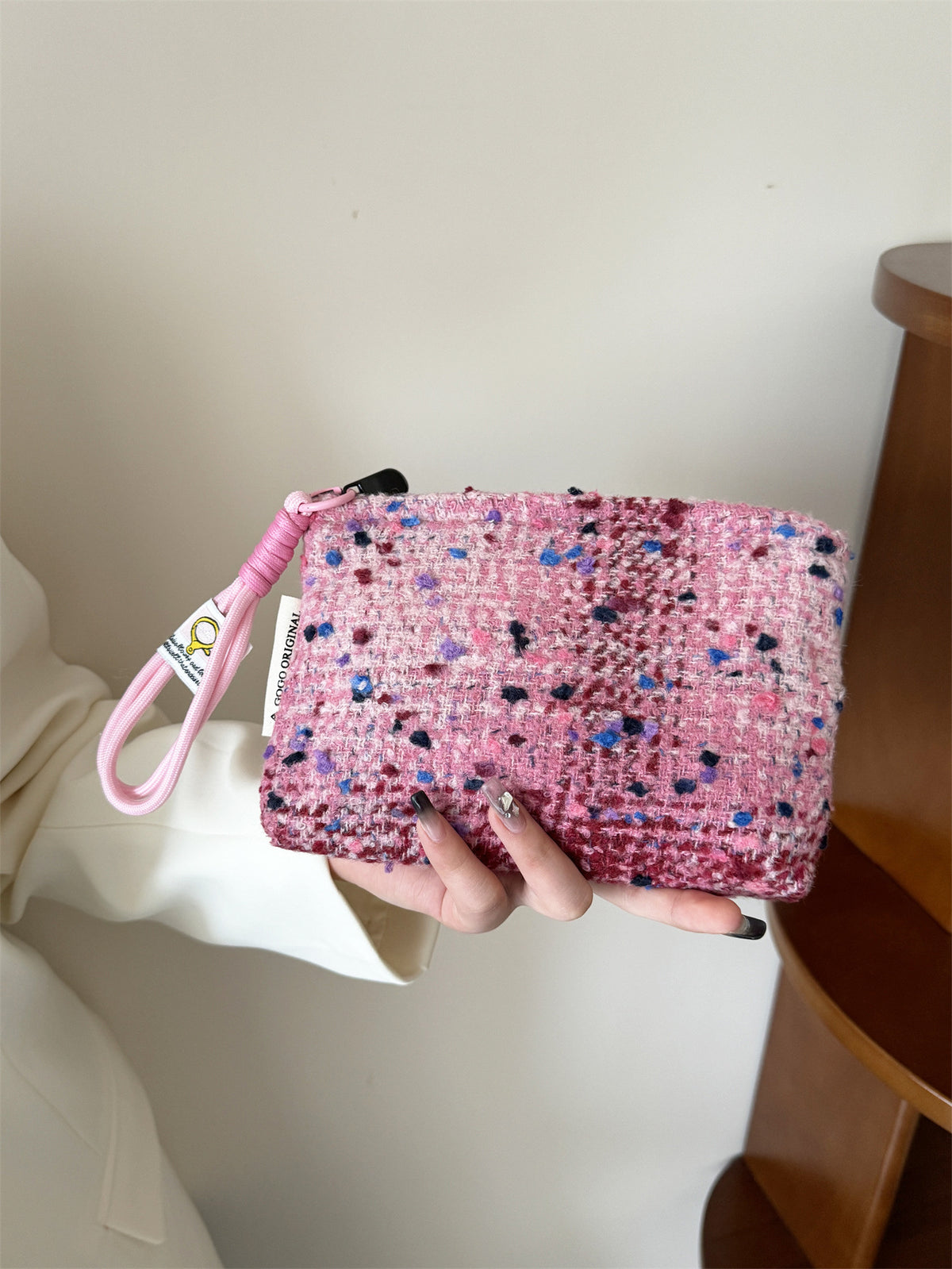 Classic Style Woolen Clutch Sweet Storage Cosmetic Bags
