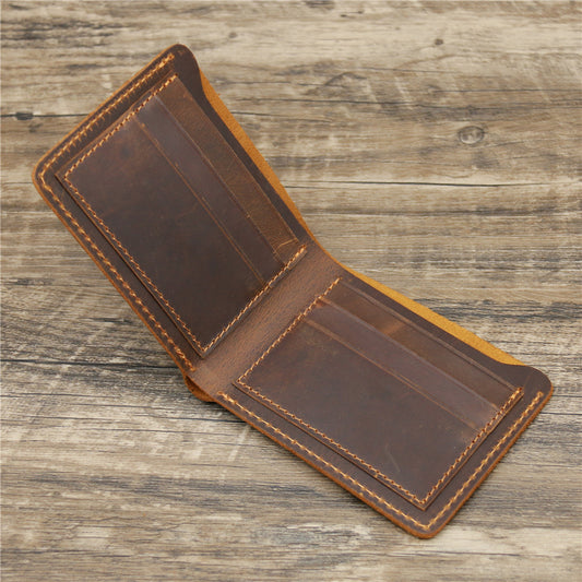 Men's Crazy Horse Leather Genuine Simple Retro Card Holder