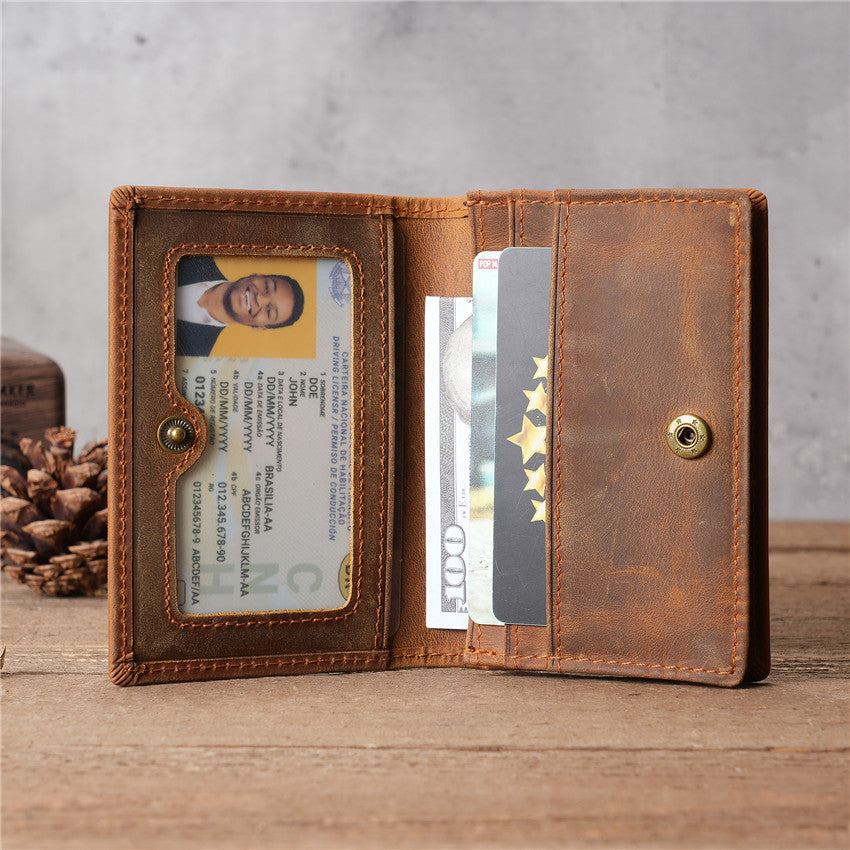 Men's Cattlehide Leather Surface Crazy Horse Large Card Holder