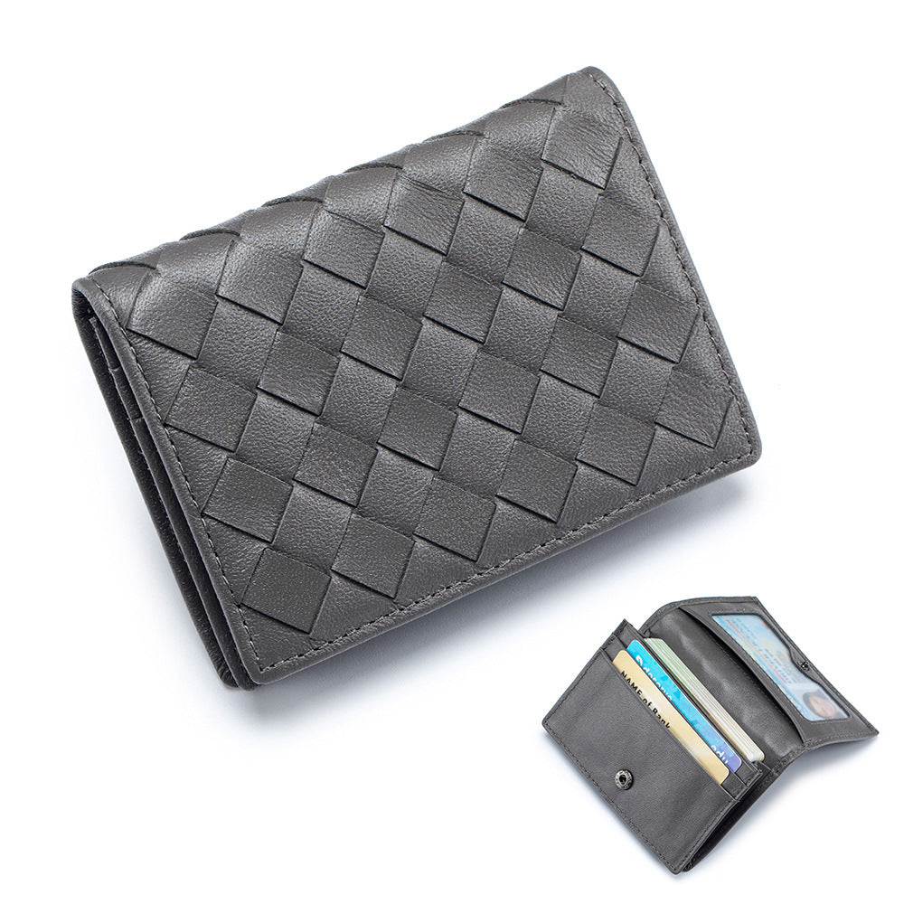 Men's Sheepskin Woven Document Classic Business Card Holder