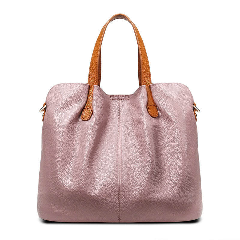 Women's Leather Commuter Niche Contrast Color First Layer Cowhide Bags