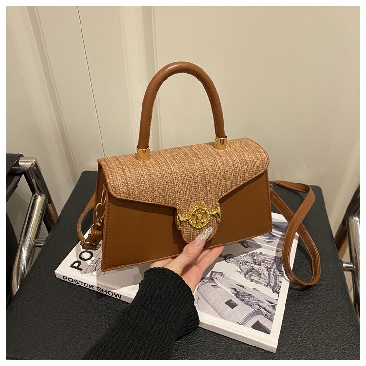 Women's Simple Stitching Letters Large Capacity Fashion Retro Women's Shoulder Bag