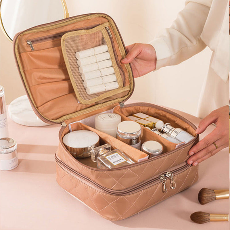 Diamond Grid Waterproof Large Capacity Multifunctional Cosmetic Bags