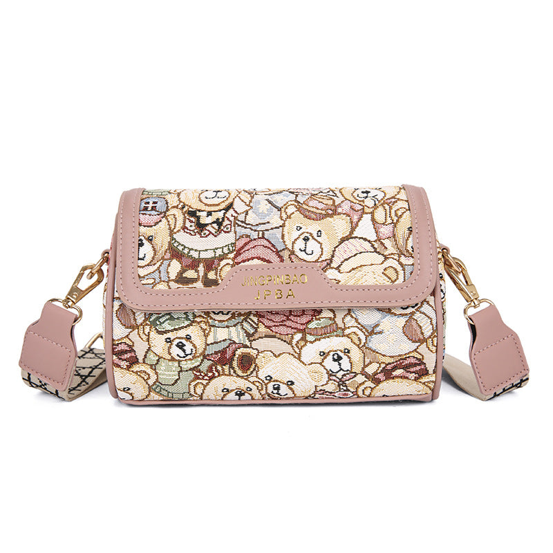 Charming Women's Bear Embroidery Mobile Elegant Crossbody Bags