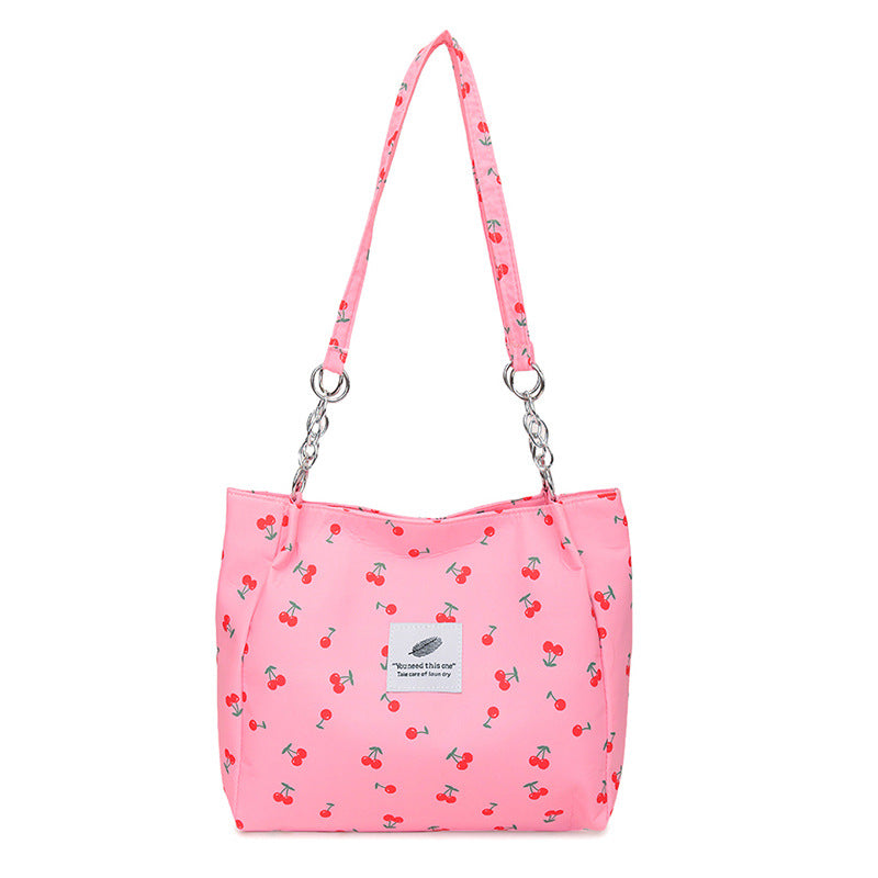 Women's Fresh Cherry Print Springtide Flow Large Capacity Western Style Women's Shoulder Bag