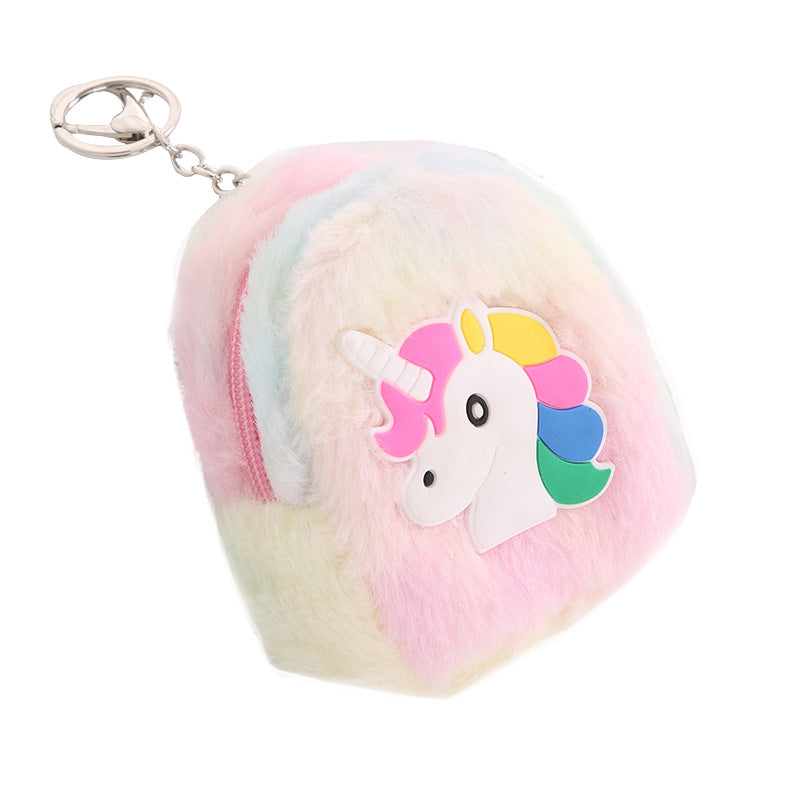 Korean Unicorn Plush Portable Headset Storage Ladies Wallet