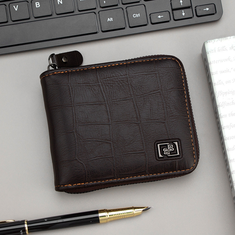 Men's Classic Crocodile Pattern Short Chain Hinge Men's Wallet