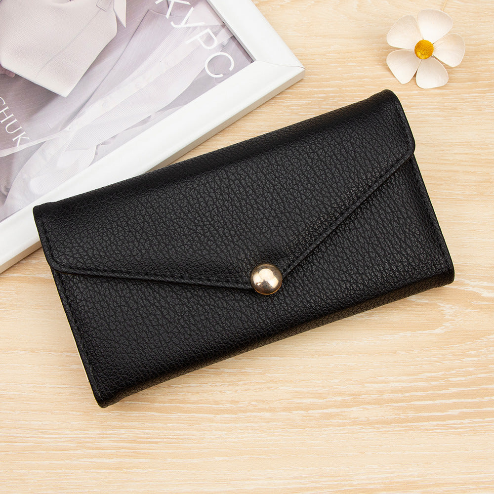 Women's Fashion Magnetic Snap Long Clutch Imitation Leather Multiple Slots Large Ladies Wallet