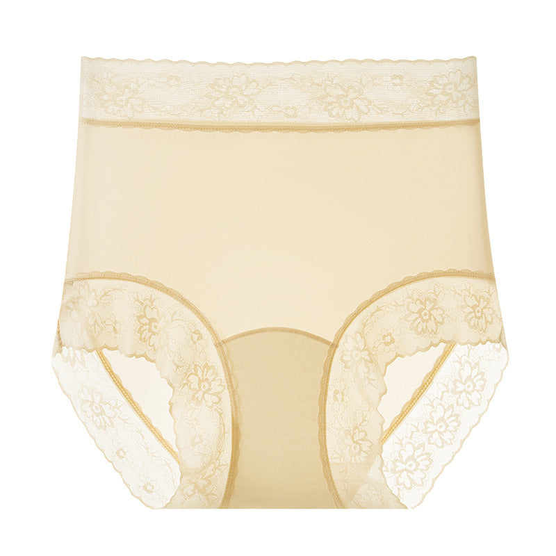 Women's Ice Silk Camellia Pla High Waist Panties