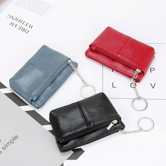 Women's Authentic Leather Tactile Feel Short Zip Coin Purses