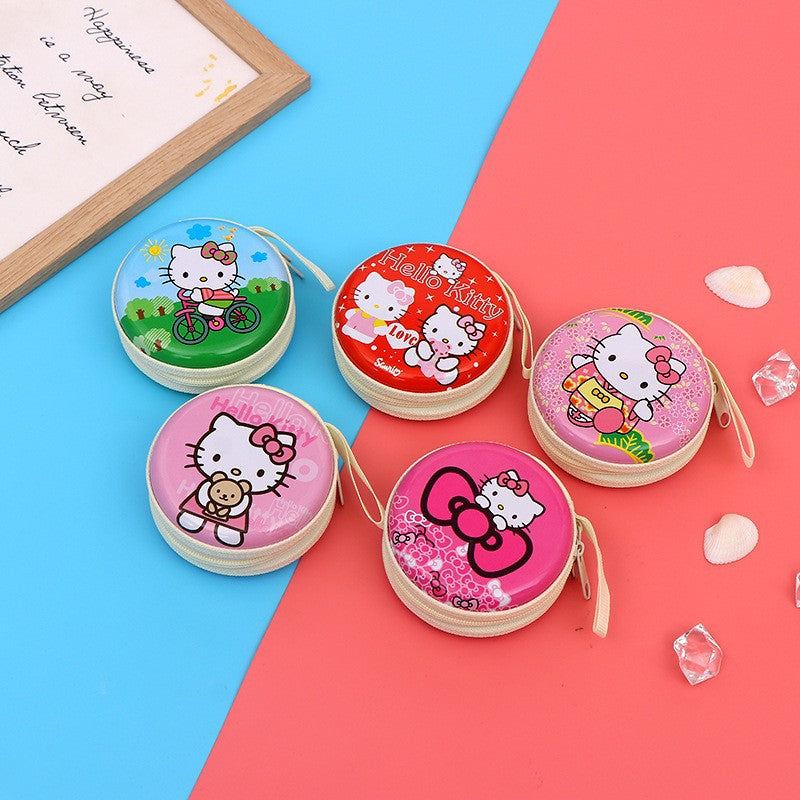 Christmas Round Zipper Cartoon Storage Earphone Coin Purses