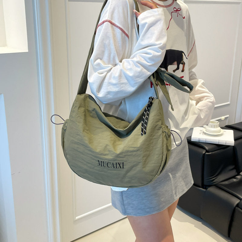 Women's Style Artistic Washed Cloth Fashion Dumpling Women's Messenger Bag