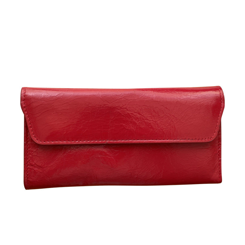 Women's Long Leather Crack Exquisite Large Capacity Ladies Wallet