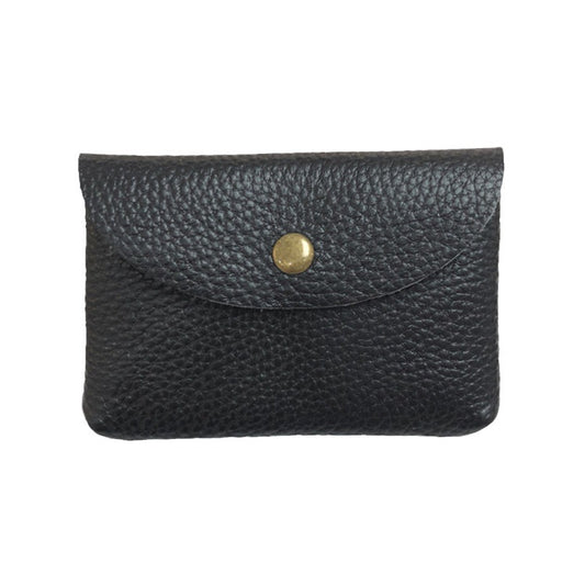 Women's & Men's & Summer Mini Genuine Leather Snap Button Earphone First Layer Card Holder