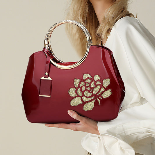 Women's Fashion Patent Leather Portable Glossy Shell Handbags