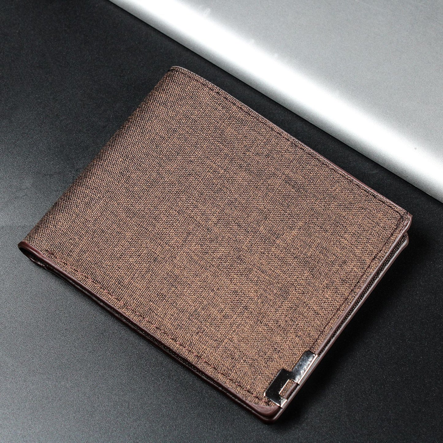 Men's Elegant Short Denim Blue Simple Men's Wallets