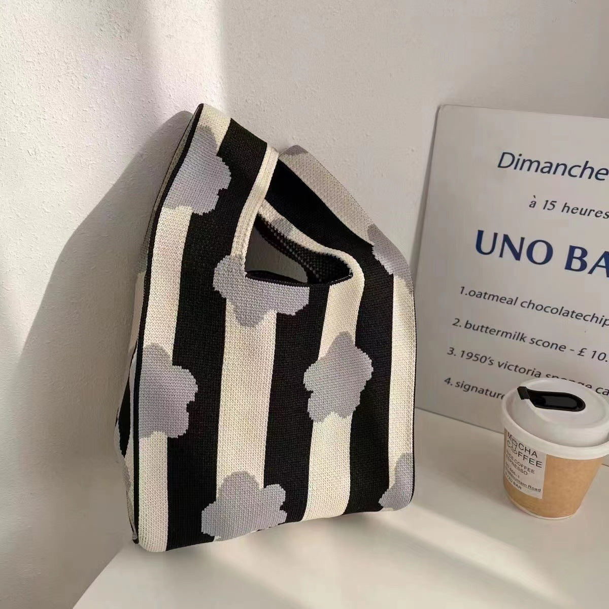 Women's Capacity Striped Knitted Portable Out Bags