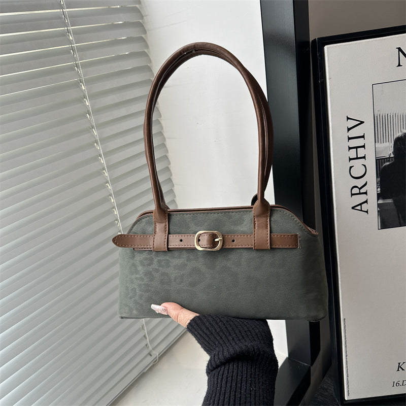 Women's Style Vintage Leopard Print Suede Spring Western Leisure Commute Portable Bags