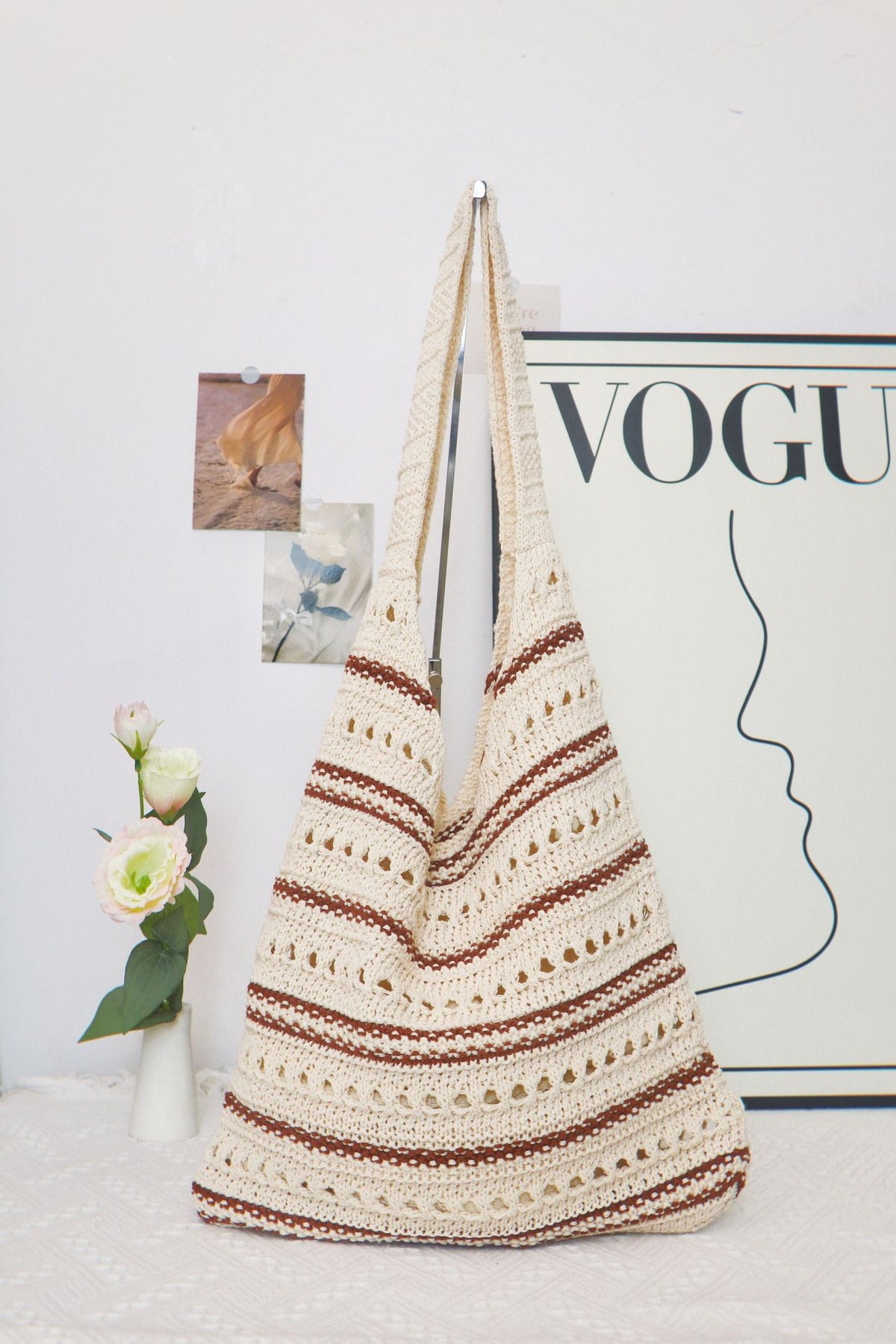 Seaside Niche Straw Vacation Large Capacity Totes Commuter Cotton Women's Shoulder Bag