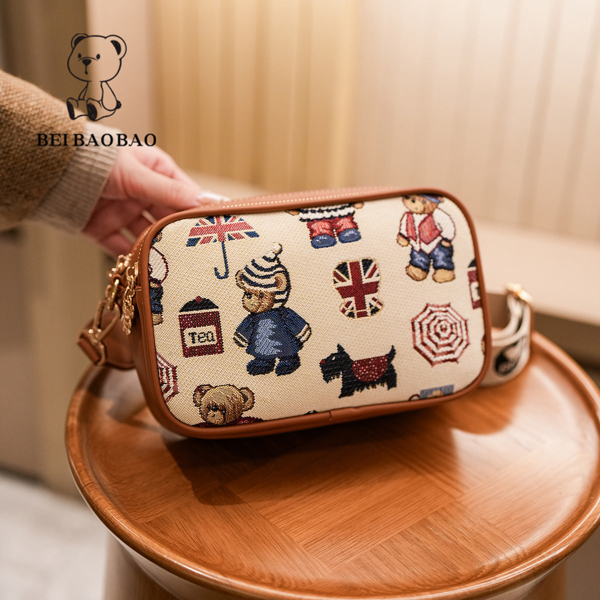 Cartoon Bear Trendy Contrast Color Sweet Women's Shoulder Bag