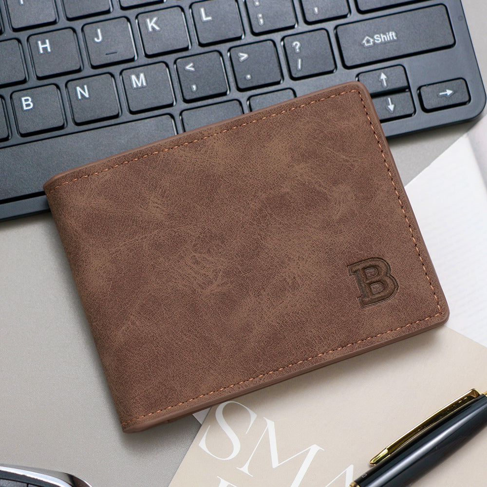 Men's Retro Short Horizontal Sier Frosted Dollar Men's Wallet