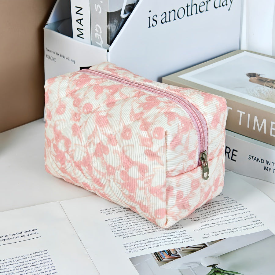 Bear Printing Vertical Large Capacity Portable Pillow Cosmetics Makeup Bag