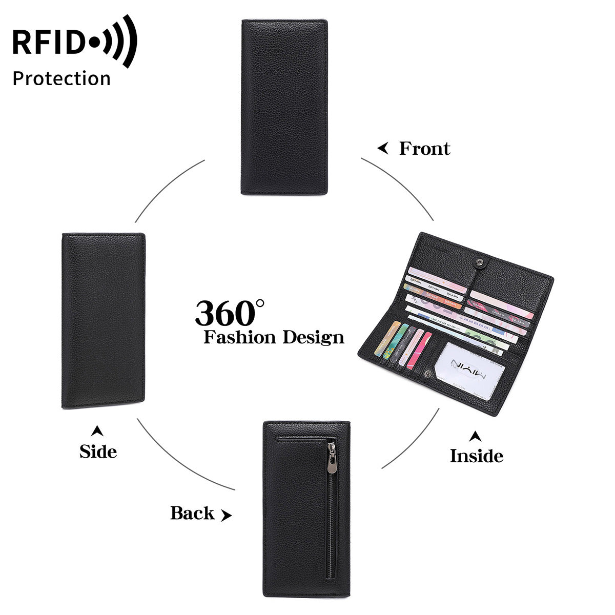 Women's Long Simple Solid Color Credit Multifunctional Card Holder