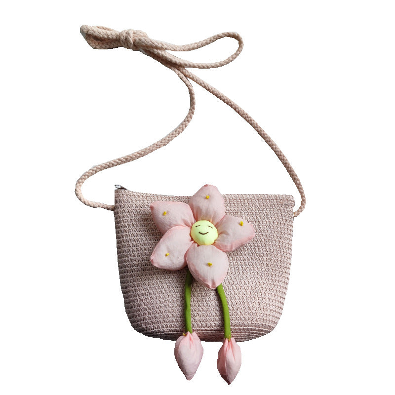 Children's Summer Weaving Straw Cute Mobile Western Phone Bags